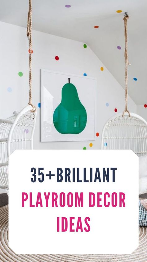 Playroom Decor Ideas Playroom Garland Ideas, Playroom Design Wallpaper, Basement Playroom Paint Ideas, White Playroom With Pops Of Color, Wall Ideas For Playroom, Playroom Design Colorful, Diy Playroom Decor The Wall, Playroom Ideas Wall Decor, Bright Playroom Ideas