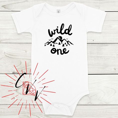 Wild One Baby Onesie - Funny Baby Onesie - Cute Baby Gift Unisex Cute Onesie With Graphic Print, Funny Customizable White Onesie, Boy Onsies, Funny Baby Onesies Boy, Funny Graphic Print Onesie, Funny Customizable Short Sleeve Onesie, Funny Customizable Cotton Onesie, Funny Baby Onesie, Cute Baby Onesies