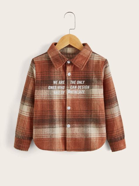 Multicolor Casual  Long Sleeve Cotton Plaid,Slogan Other Embellished Non-Stretch Spring/Fall Toddler Boys Clothing Boys Clothes Patterns, Toddler Fall, Summer 2025, Boys Plaid, Boys Clothes, Toddler Boy Outfits, Clothes Patterns, Boys Clothing, Boys Shirts