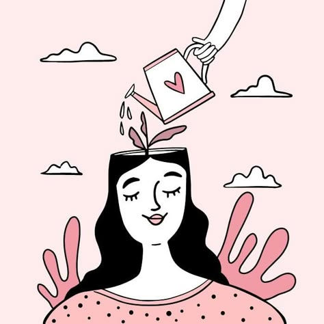 Monocolor Hand-drawn Pink Mental Health Instagram Post Brain Vector, Health Icon, Mental Health Posters, Posca Art, Women Health Care, Mental Health Therapy, Hand Drawn Vector Illustrations, Mental Health Day, Vision Board Inspiration