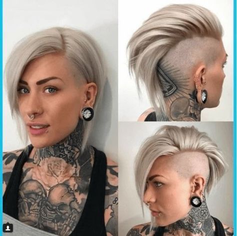 Shaved Side Haircut, Side Haircut, Short Punk Hair, Rock Hairstyles, Latest Short Haircuts, Mohawk Hairstyles, Punk Hair, Shaved Hair, Short Hair Cuts For Women