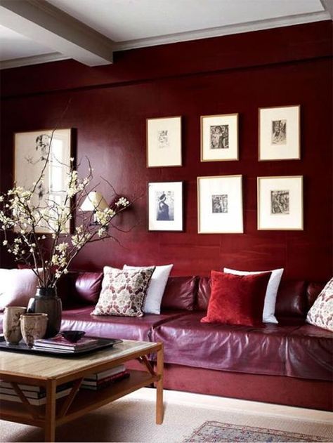 red wine color schemes for modern interior design and home decorating John Saladino, Billy Baldwin, Room Paint Colors, Red Rooms, Paint Colors For Living Room, Red Walls, Living Room Paint, Room Paint, Elle Decor