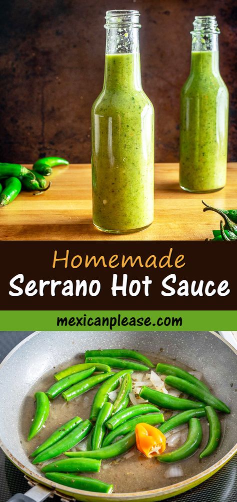 Serrano Hot Sauce Recipe, Serrano Pepper Recipes, Jalapeno Hot Sauce Recipe, Serrano Hot Sauce, Hot Pepper Recipes, Hot Sauce Recipe, Homemade Hot Sauce, Recipe Mexican, Canning Food Preservation