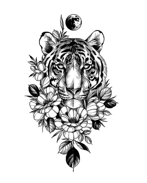 White Tiger Tattoo, Gotik Tattoo, La Tattoo, Tiger Tattoo Design, Inspiration Tattoos, Tattoo Stencil Outline, Line Art Tattoos, Tiger Tattoo, Tattoo Outline