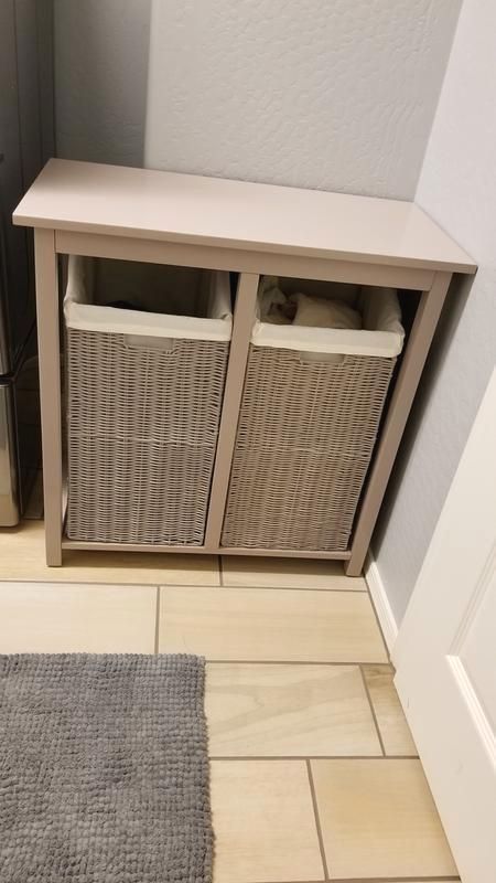 #laundryroomdecor #laundryroom Hamper Organization, Bathroom Hampers, Laundry Room Ideas Small Space, Closet Built Ins, Laundry Bin, Laundry Room Shelves, Hamper Storage, Condo Decorating, Laundry Decor