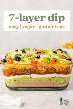 Winter Snacks, Fiesta Dip, Vegan Apps, 7 Layer Dip, Vegan Appetizers Recipes, Seven Layer Dip, Vegan Party Food, Vegan Party, Vegan Dip