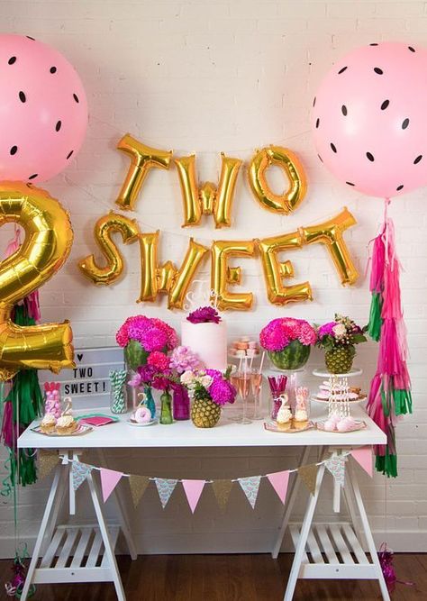 Daughter 2nd Birthday, Two Sweet Birthday Party, Twotti Fruity, Sweet Birthday Party, Two Sweet Birthday, Ballon Banner, Watermelon Theme, Two Cool, Second Birthday Ideas