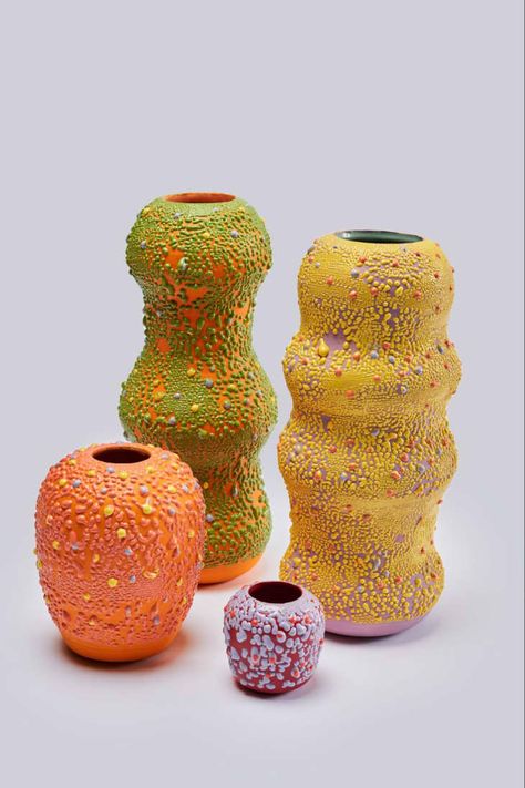 Ceramic Trends 2024, House Plant Seth Rogan, Pottery Vase Shapes, Seth Rogen Pottery, Seth Rogan Pottery, Colorful Vases, Funky Vase, Weird Ceramics, Funky Pottery