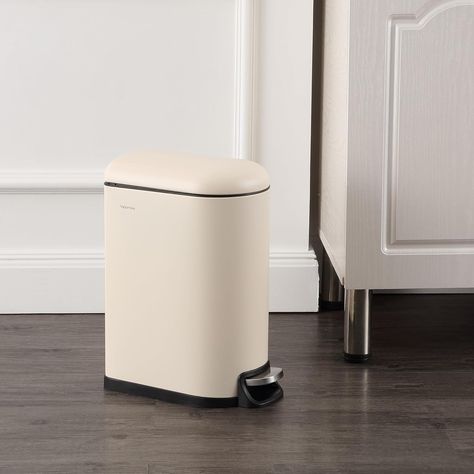 Amazon.com: happimess HPM1009A Roland Mini 2.6-Gallon Step-Open Trash Can with Soft-Close Lid, Modern, Minimalistic, Fingerprint Proof for Home, Kitchen, Laundry Room, Office, Bedroom, Bathroom, Chrome Vanity Bedroom, Entryway Benches, Kitchen Trash Cans, Outdoor Storage Boxes, Standing Shelves, Living Room Bench, Bathroom Storage Cabinet, Recycle Trash, Dining Room Bench