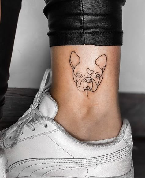 French Bulldog Tattoo Minimalist, Dog Ear Tattoo Outline, Frenchie Tattoos, Dog Ear Tattoo, Tatoo Dog, French Bulldog Tattoo, Bulldog Tattoo, 강아지 그림, Minimalist Tattoos