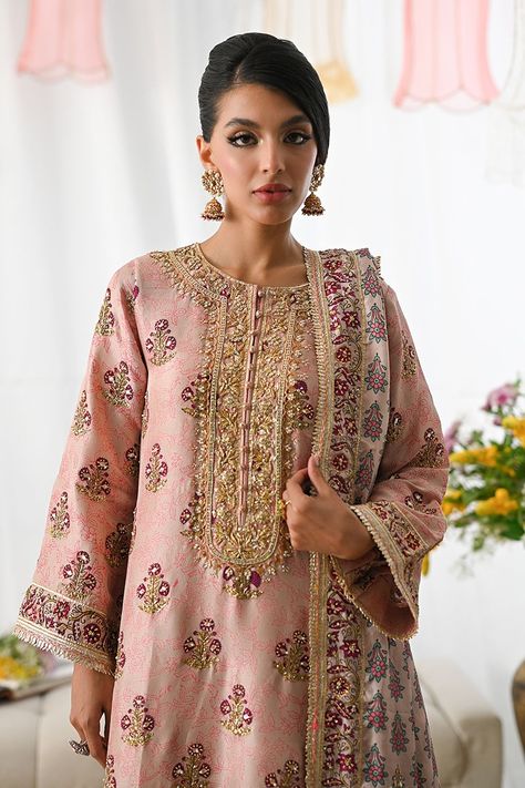 Ansab Jahangir - Rabia Salmon Pink, Velvet Fashion, Pink Fabric, Raw Silk, Fabric Patterns, Velvet, Take That, Silk, Celebrities