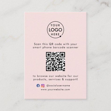 QR Code Business Website Scan Me Social Media Pink Business Card Scan Me, Qr Code Business, Cute Business Cards, Pink Business Card, Pink Business, Qr Code Business Card, Beauty Business Cards, Hairstylist Business Cards, Craft Booth Displays