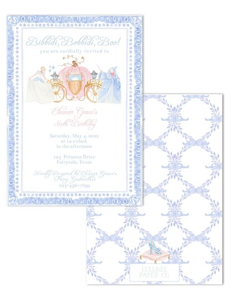 Printable Cinderella Birthday Invitation Bibbidi Bobbidi - Etsy Bibbidi Bobbidi Two Birthday, Cinderella Birthday Party Invitations, Cinderella Birthday Invitation, Cinderella Invitations, Princess Invitation, Cinderella Birthday Party, Bibbidi Bobbidi Boo, Princess Birthday Invitations, Princess Invitations