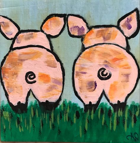 Cute Pig Paintings On Canvas, Easy Pig Paintings On Canvas, Piggy Painting, Cute Pig Painting, Pig Artwork, Cute Easy Paintings, Pig Painting, Pig Art, Art Hobbies