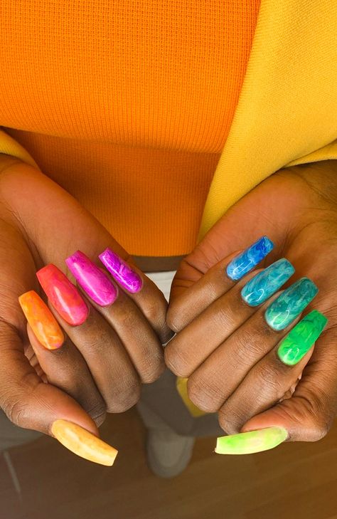 Nails, t Nail Designs Multi Color Summer, Super Colorful Nails, Nails Multicolor, Best Nails, Galaxy Nails, Nails Today, Nails Now, Jewellery Necklaces, Minimal Nails