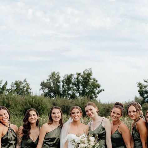 BIRDY GREY 🐥 on Instagram: "The perfect fall green 🫒 Featuring our satin bridesmaid dresses in Olive • 👰🏻‍♀️: @cvedidas #birdyinthewild #BIRDYGREY" Birdy Grey Olive Satin, Satin Olive Bridesmaid Dresses, Birdy Grey Olive Green, Birdy Grey Satin Olive, Birdy Grey Olive Bridesmaid, Birdy Grey Olive, Birdy Grey Bridesmaid, Olive Bridesmaid Dresses, Fall Green