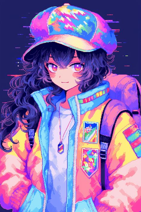 #rococo #pixelart #lofi #90s #aesthetic #anime #animeart #spaces #aiart #midjourney #midjourneyart #relaxing #pfp #profilepictures Pixel Illustration, Anime Ghost, Neon Cyberpunk, Pixel Characters, Aesthetic Wallpaper Iphone, Arte 8 Bits, Pix Art, Anime Pixel Art, Rainbow Wallpaper