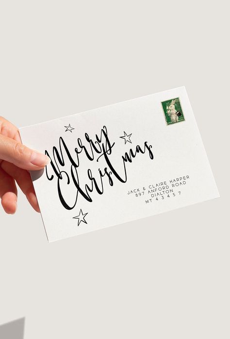 Christmas Envelope Addressing, Hand Addressed Christmas Envelopes, Hand Written Addressed Envelopes, Address Christmas Cards Envelopes, Holiday Envelope Addressing, Christmas Card Calligraphy Envelope, Addressing Christmas Cards, Envelope Addressing Template, Christmas Card Envelopes