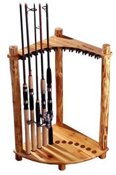 Log Cabin Style Corn Rifacimento Garage, Fishing Pole Rack, Fishing Pole Storage, Fishing Pole Holder, Fishing Storage, Fishing Rod Rack, Fishing Rod Storage, Rod Rack, Wooden Display Stand