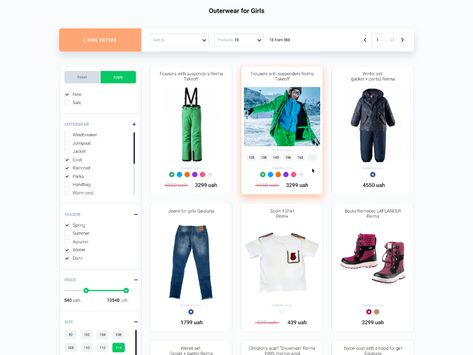 Product category page design for kids clothing shop 🛒 by Viacheslav Danishevskyi on Dribbble Category Page Design, Category Design, Ui Website, Ecommerce Web Design, Creative Web Design, Ecommerce Web, List Design, Ecommerce Design, Design Theme