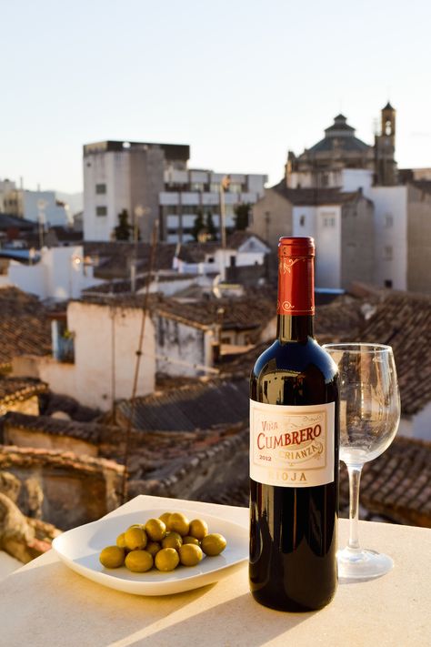 Wine and olives on a balcony in Granada, Spain #travelspain #spain #granada Cocktails From Spain, Wine In Spain, Spain Wine Country Travel, Spain Wine, Day Trips From Granada Spain, Cobblestone Walkway, Spain Wine Regions, Speciality Coffee Shop, Spanish Wine