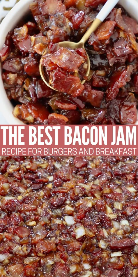 Bacon Jam Cheese Burger Sliders, Burgers With Bacon Jam, Recipe For Bacon Jam, Breakfast Burgers Ideas, Bacon Jam Recipe For Burgers, How To Make Bacon Jam, Canning Bacon Jam, Bacon Jelly Recipe, Bacon Jam Sliders