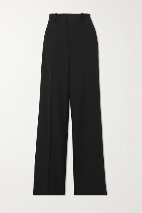 Shop FRAME Relaxed stretch-crepe straight-leg pants, Explore the latest FRAME women's collection today on NET A PORTER Stretch Crepe, Built In Wardrobe, Pants Straight, Straight Pants, Emphasis, Black Stretch, Straight Leg Pants, Net A Porter, Women Collection