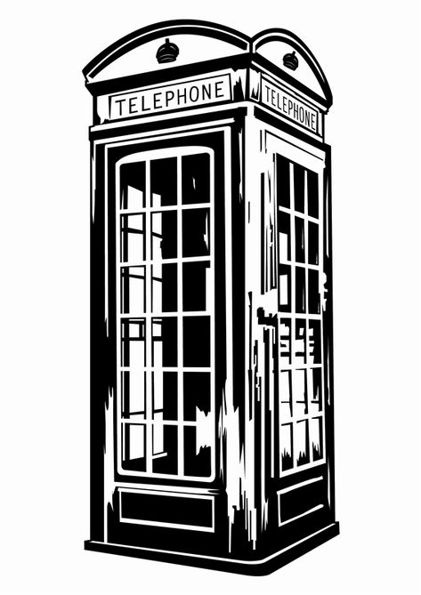 Wall Decals Vintage Phone Booth- WALLTAT.com Art Without Boundaries Phone Booth Tattoo, Telephone Booth, Phone Booth, Vintage Phones, Studio Ghibli Art, Ghibli Art, Easy Drawings, Wall Decals, Mural