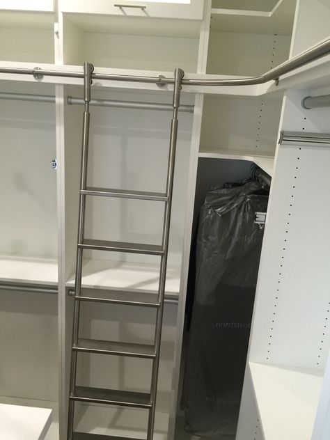 Closet With Ladder, Ladder Closet, Larder Ideas, Closet Storage Organization, Built In Closet, Rolling Ladder, Built In Cabinet, Build A Closet, Out Of The Closet