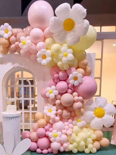 153/149/140/112pcs Daisy Party Balloon Set, Children Birthday Baby First Year Daisy Balloon Arch Garland Decoration Multicolor    Latex     Event & Party Supplies, size features are:Bust: ,Length: ,Sleeve Length: Party Photo Decorations, Daisy Decorations, Party Fotos, Daisy Party, Yellow Balloons, Balloon Kit, Garland Arch, Balloon Flowers, Colourful Balloons