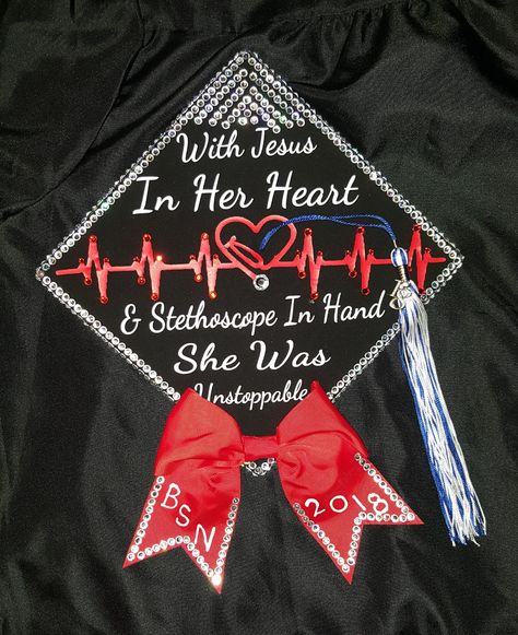 Phlebotomy Cap Ideas, Ems Graduation Cap, Lpn Graduation Cap Ideas, Phlebotomy Graduation Cap, Nurse Practitioner Graduation Cap, Er Nurse Grad Cap, Cardiac Nurse Graduation Cap, Nursing Caps Graduation, Future Nurse Graduation Cap