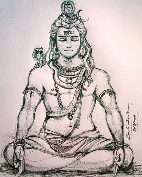 Lord Shiva Meditating, Tree Stump House, Stump House, Pencil Art Love, Ganesha Sketch, Lord Shiva Sketch, Hard Drawings, Shiva Sketch, Mere Mahadev