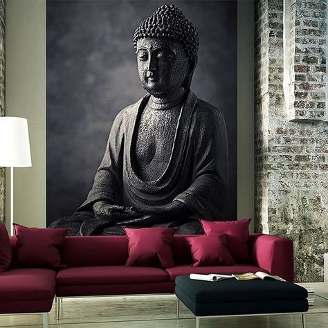 Stone Buddha Statue, Buddha Home Decor, Buddha Decor, Buddha Wall Art, Paris Grey, Bedroom Wall Colors, Buddha Painting, Metal Tree Wall Art, Interior Painting