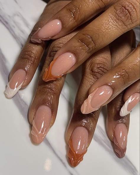 Nails With Different Shapes, Nail Design For Black Women, Design Cool Ongles, Fall Color Nails Acrylic, Brown Acrylic Nails Design, Fall Nails Black Women, 2024 Nails, Dope Nail Designs, French Acrylic Nails