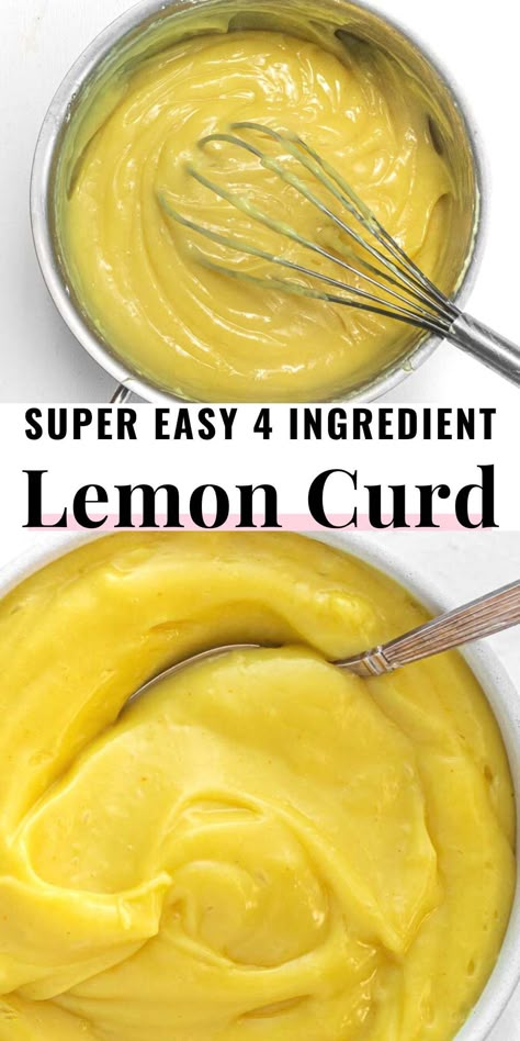 Vegan lemon curd is a creamy, tangy, and easy-to-make recipe with 5 simple ingredients, ready in just 5 minutes.You can use it in many sweet recipes, from lemon bars to a soft lemon cake, but you can eat it with a spoon straight out of the saucepan. Vegan Lemon Recipes Healthy, Lemon Curd No Eggs, Lemon Vegan Recipes, Vegan Lemon Curd Recipes, Vegan Lemon Cake Recipe, Eggless Lemon Curd, Vegan Lemon Desserts, Dairy Free Lemon Curd, Vegan Dessert Recipes Easy