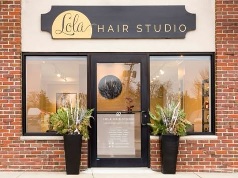 SALON TOUR: Lola Hair Studio in Cambridge, MA - Design - Salon Today Small Hair Salon Interior Design, Small Commercial Building, Hair Studio Ideas, Salon Waiting Area, Small Hair Salon, Salon Reception Area, Lola Hair, Hair Salon Interior Design, Haircut Salon