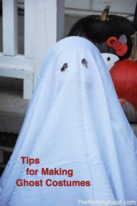 Easy Costumes: Ghost! Lessons Learned Making a Ghost Costume How To Make A Ghost Costume With A Sheet, How To Make Ghost Costume, Bedsheet Ghost Costume, Ghost Costumes Women, Classic Ghost Costume, How To Make A Ghost Costume, Homemade Ghost Costume For Kids, Kids Ghost Costume Boy, Diy Adult Ghost Costume