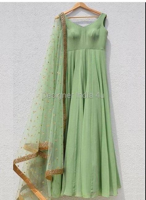 Indian Designer Anarkali Salwar Kameez Suit Dupatta green | Etsy Anarkali Georgette, Suit Dupatta, Green Anarkali, Outfit Designer, Designer Anarkali Dresses, Kameez Lehenga, Sage Green Dress, Churidar Designs, Anarkali Dresses