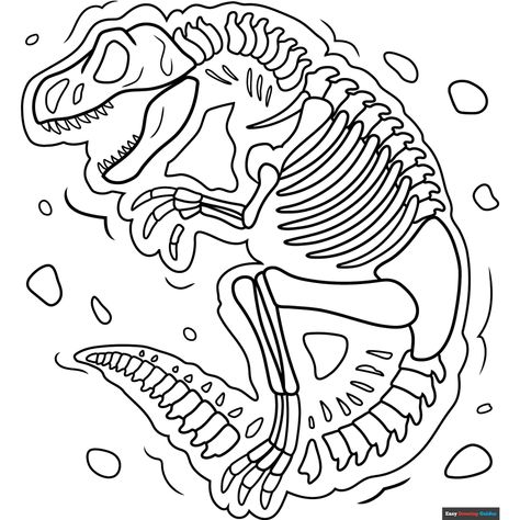 Fossil Coloring Page - Free & Printable Coloring Sheet Easy Drawing Guides, Free Printable Coloring Sheets, Drawing Guides, Dinosaur Coloring Pages, Kids Print, Dinosaur Coloring, Printable Coloring Sheets, Drawing Tutorial Easy, Coloring Tutorial