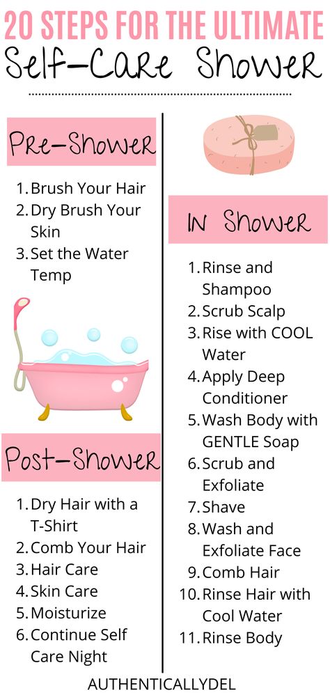 Perfect Relaxing Self-Care Shower Routine The Perfect Shower Routine, Bath Routine Steps, Curly Shower Routine, Shower Order Routine, Daily Shower Routine, Self Care Essentials Products, Everything Shower Routine Checklist, Post Shower Hair Routine, Everything Shower Routine Steps List