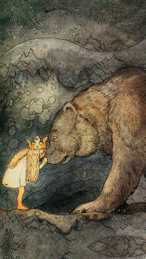 Huldra Folklore, The Bear Wallpaper, Watercolours Art, Dreamy Paintings, John Bauer, Fairytale Illustration, Sticker Iphone Case, Sticker Iphone, Fairytale Art