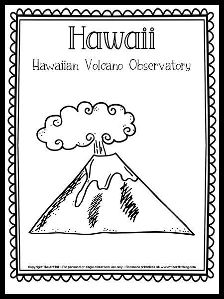 Hawaii State Project, Hawaii Art Projects For Kids, Hawaii Coloring Pages Free Printable, Hawwain Theme, Hawaii Printables, Summer Lesson Plans, Hawaiian Volcano, Hawaii Crafts, Hawaii Activities