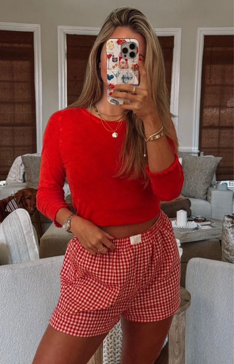 Your post is deleted.There was an … curated on LTK Striped Shorts Outfit, Style Roots, Cozy Clothes, Red Checkered, Wants And Needs, Shorts Outfit, Feminine Aesthetic, Cozy Outfit, Red Outfit