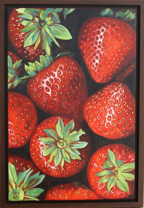 Strawberry Drawing, Strawberry Art, Colored Pencil Artwork, Food Painting, Fruit Painting, Color Pencil Art, Realistic Art, Fruit Art, Amazing Art Painting