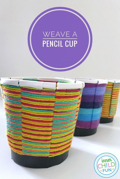 Learning how to weave a pencil cup is an easy craft that is perfect for older kids! These woven pencil cups can be quite useful during the back-to-school season, or anytime you need a bit of colorful organization in your office. Here are step-by-step instructions for how to weave a pencil cup! Cup Weaving, Crafting Ideas For Kids, Easy Weaving, Weaving Paper, Easy Craft Ideas For Kids, Simple Weaving, Weaving Craft, Weaving For Kids, How To Weave