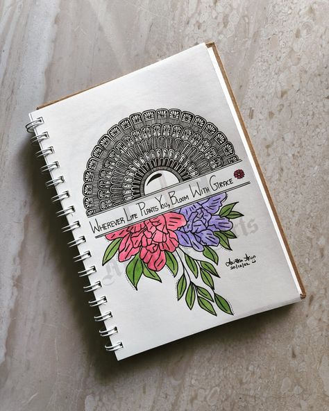 29. FLORAL MANDALA 💐🌸 Mandala Art For Project Front Page, Mandala Art Cover Page, Mandala Art Front Page Design, Mandala Front Page Design, Mandala Cover Page, Mandala Book Cover Design, Sketch Book Front Page Ideas, Mandala Aesthetic, Mandala Border