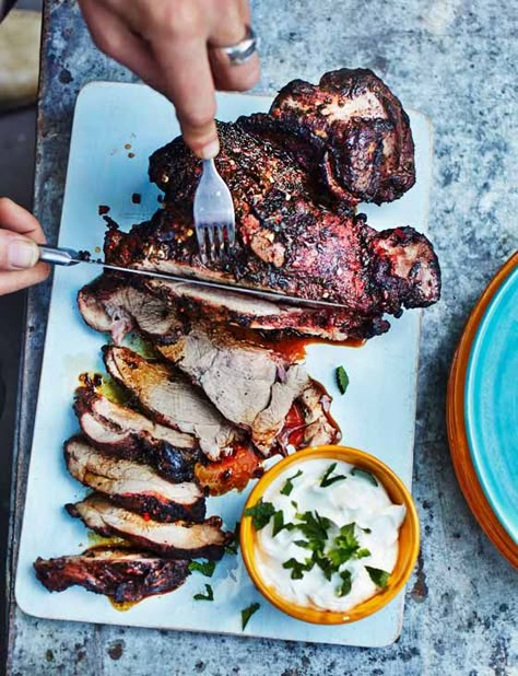 Spiced butterflied leg of lamb. A delicious summer BBQ recipe for entertaining a crowd. Butterflied Leg Of Lamb, Bbq Lamb, Slow Roast Lamb, Summer Bbq Recipes, Leg Of Lamb, Lamb Dishes, Lamb Roast, Lamb Recipes, Bbq Recipes