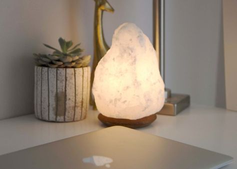 Lamp In Bathroom, Salt Lamp Benefits, White Himalayan Salt Lamp, Salt Wall, Salt Rock Lamp, Himalayan Sea Salt, Yoga Space, Salt Lamps, Himalayan Salt Lamp