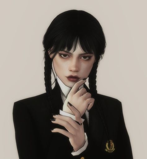 Wednesday Addams from Wednesday The Sims 4 by SENTlPEDE Actor: Jenna Ortega Sims 4 Cc Makeup, Sims 4 Cc Skin, Ts4 Cc, Sims 4 Clothing, Addams Family, The Sims4, Wednesday Addams, They Live, Sims Mods