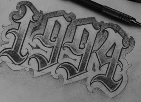 Chicano Numbers, Script Tattoo Lettering, Mars Tattoo, Lettering Number, Boss Tattoo, Cupid Tattoo, Graffiti Lettering Alphabet, Letter Styles, Grim Reaper Tattoo